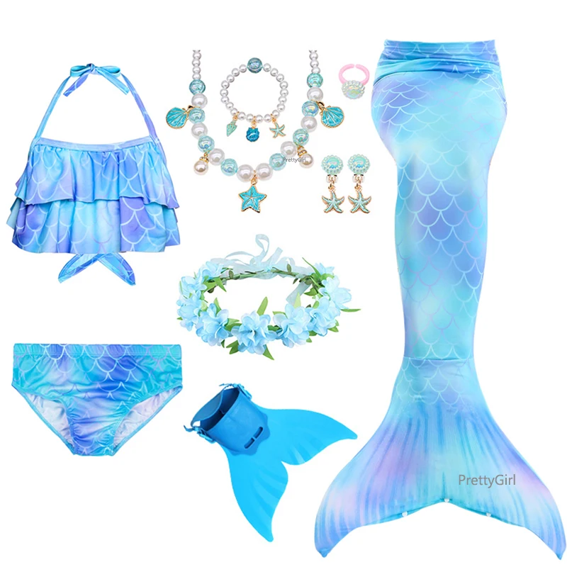 Купальный костюм для девочек с хвостом русалки летнее бикини платье детский