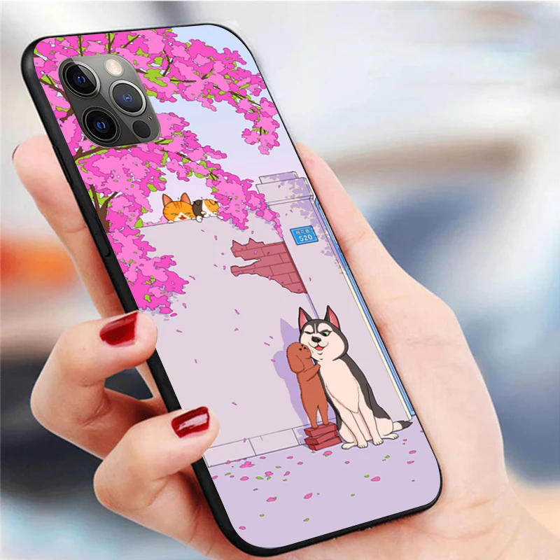 

Phone Case For iPhone 12 Mini SE 2020 X XR 11 12 Pro MAX Funda Coque Carcasa Cases Stream Lines Cat Mountain Sunset Cow Red Cat