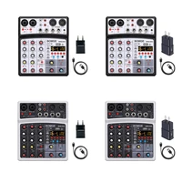 4 channels audio sound mixer mixing dj console usb record sound card for home karaoke ktv with 48v phantom power new