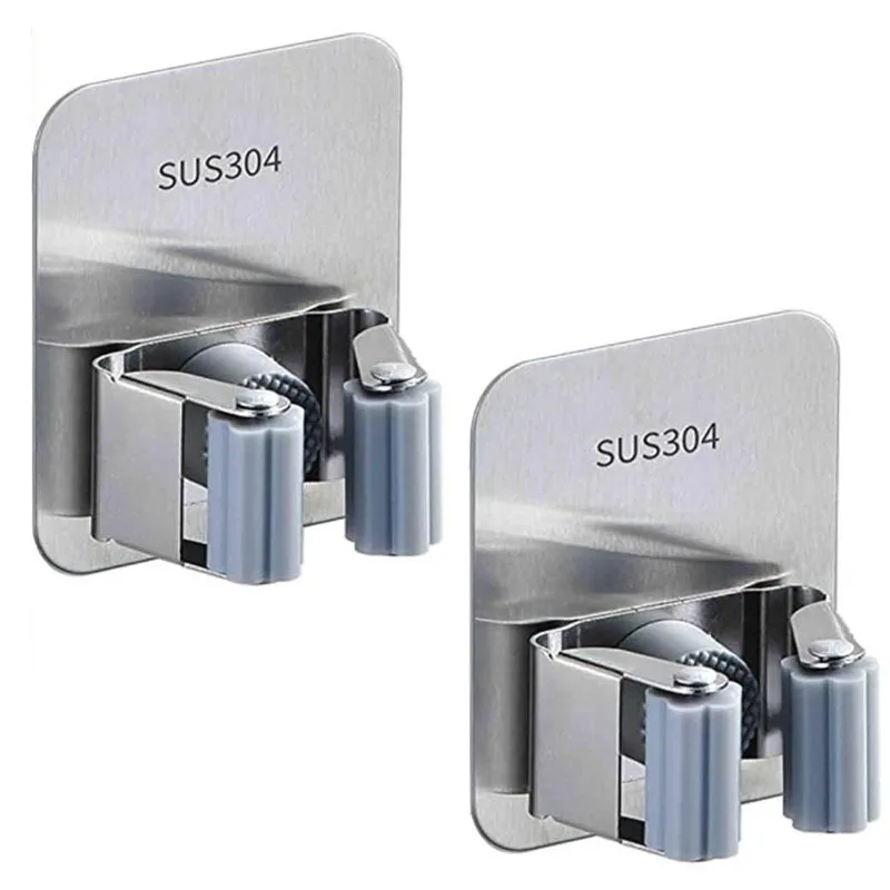 

304 stainless steel non perforated mop hook mop clip mop rack multi function wall mounted bathroom pendant