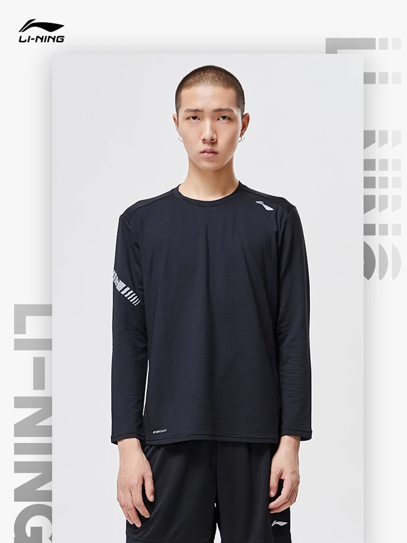 Li-Ning мужские футболки с длинным рукавом для бега, удобные дышащие спортивные футболки с подкладкой для фитнеса ATLP055 MTL1049