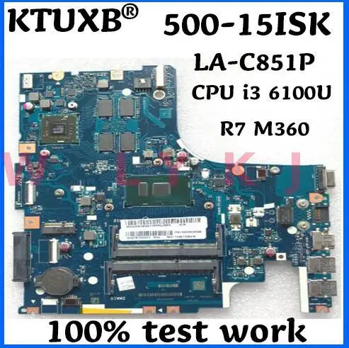 KTUXB AIWZ2/AIWZ3 LA C851P материнская плата для ноутбука Lenovo 500 15ISK ноутбук Процессор i3 6100U R7