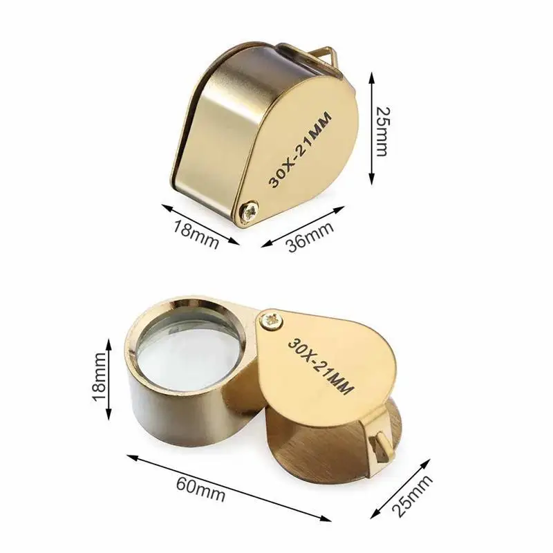 

30X Magnifier Jewelers Gold Eye Tool Jewellery Folding Loupe Glass Lens Magnifying Triplet Glass For Jewelry Diamond 30x21mm