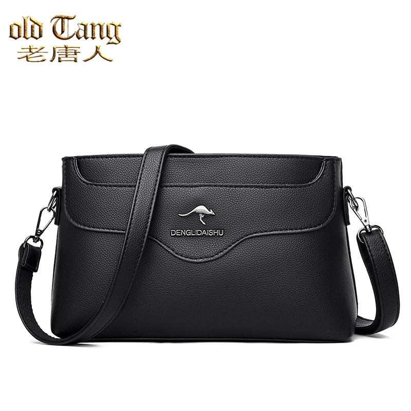 

OLD TANG Solid Color Pu Leather Shoulder Bags for Women 2021 Winter New Luxury Simplicity Messenger Bag Small Square Bag