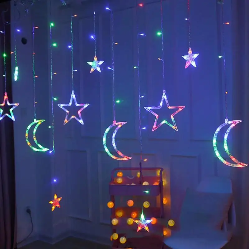 

Moon Star Lamp LED Lamp String Christmas Lights Decoration Holiday Lights Curtain Lamp Wedding Neon Lantern