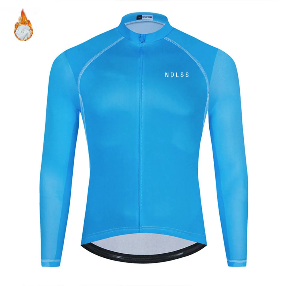 NDLSS 2020 зимние теплые флисовые вело Джерси Топы с длинным рукавом Мужская