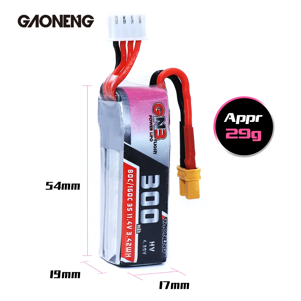 5 шт. Gaoneng GNB 300 мАч 3S 11 4 в 80C/160C HV Lipo батарея с XT30 разъемом для BETAFPV 2S RC FPV Cine Whoop BetaFPV