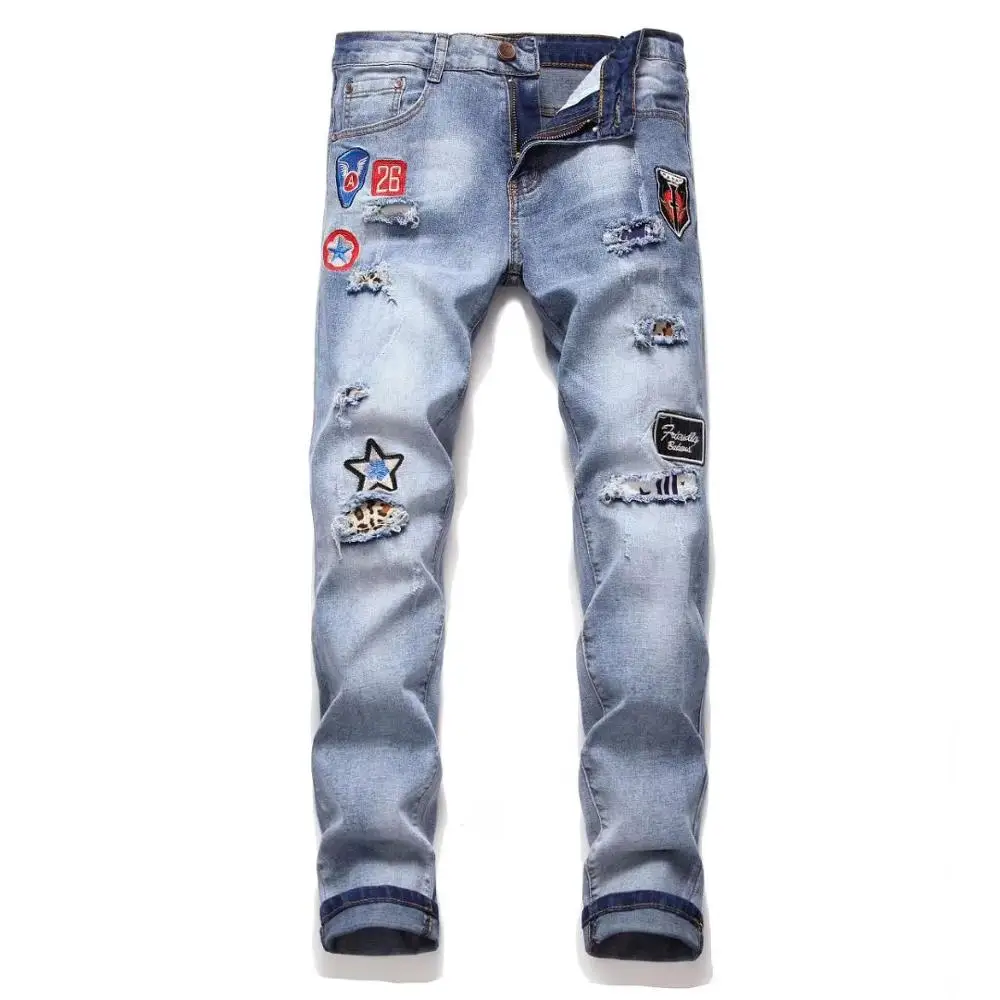 

Nanaco Cotton Newly Designer Men Jeans Blue Color Straight Fit Buttons Long Pants Top Quality Brand Ripped Jeans