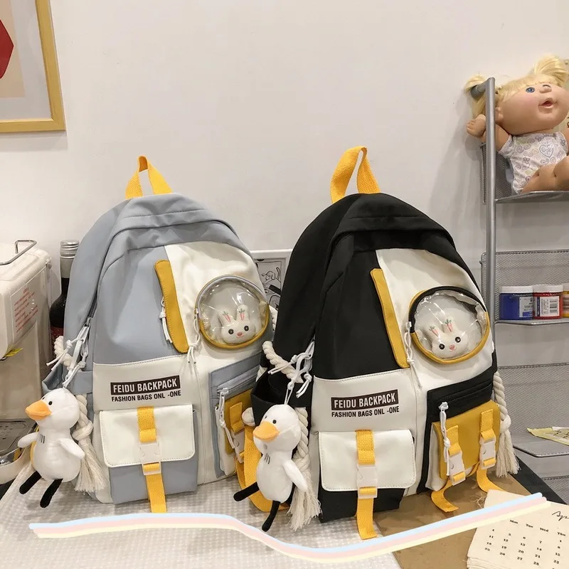 

Female Harajuku Nylon Bag Kawaii Girl College Student Backpack Waterproof Fashion Ladies School Bag Book Women Cute Backpack