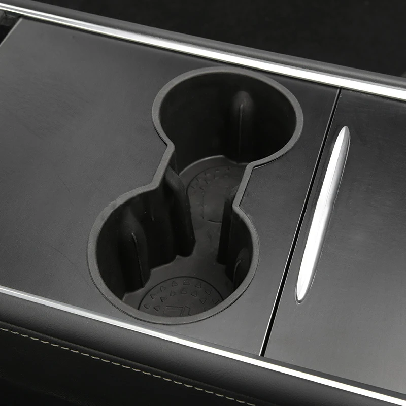 

Car Water Cup Holder For Tesla Model 3 Model Y 2021 Accessories Silicone Skid Proof Water Proof Car Coasters Double Hole Holder