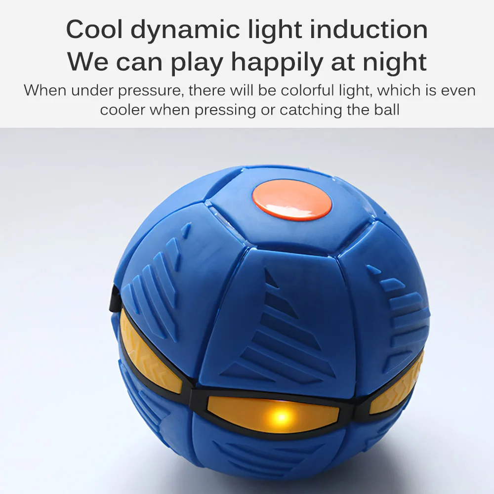 

Outdoor Bouncing Ball With Light Rebound Bouncing Ball Outdoor Toy Flat Deformation Ball Flying Saucer Shape Glowing Toy