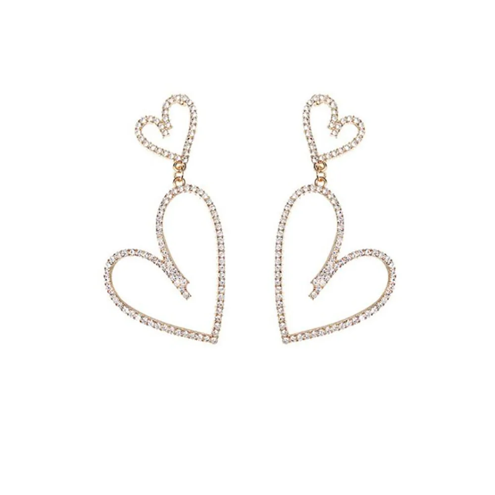 

Earrings For Women Fashion Long Pendants 2021 Trend Unusual Jewelry Gold Large Geometric Heart Minimalist Rhinestone earrings