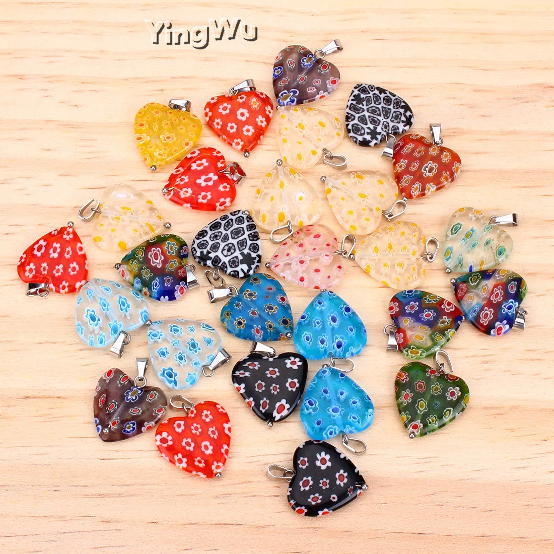 Yingwu 20 шт. оптовая продажа милые мм смешанные стеклянные подвески milleflower в форме