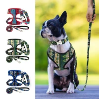 personalized dog collar leash harness set free customized dog id collar nylon mesh pet harness lead for small medium large dogs