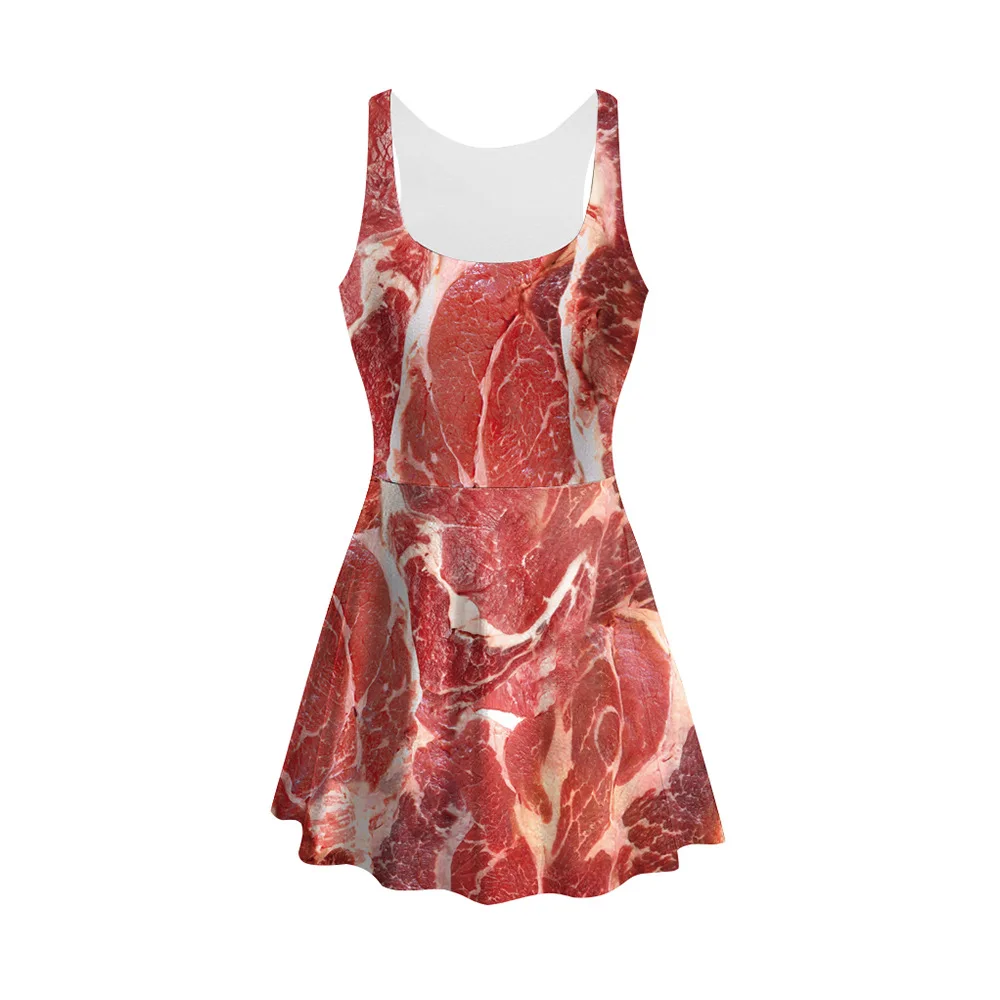Женское плиссированное платье-трапеция без рукавов с 3D рисунком сашими для