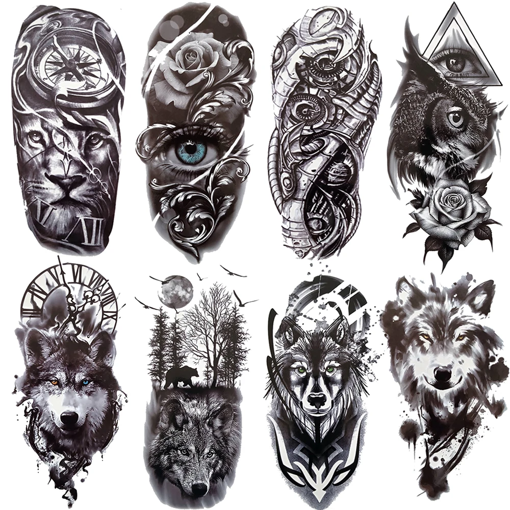 Креативная временная татуировка Черного Тигра для мужчин женщин большой лес