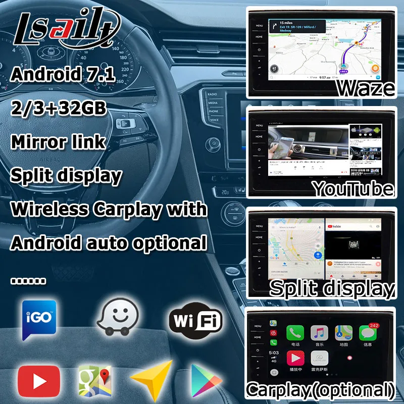 Android/carplay интерфейс коробка для Volkswagen Passat Tiguan Golf 6,5 8 9,2 Откройте для себя pro gps навигация видео интерфейс Lsailt