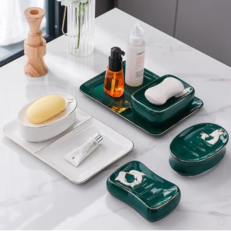 

Nordic creative modern ceramic soap box, soap dish, fashionable home and hotel bathroom decoration crafts