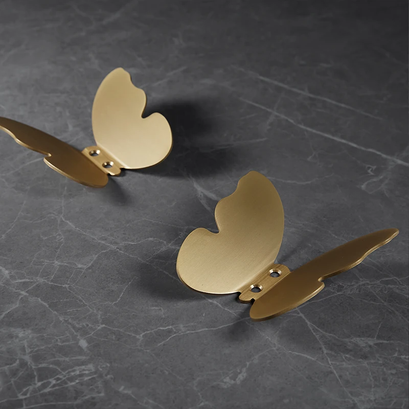 Твердая латунь бабочка Стиль Крючки Настенные навесные полотенце крючок для