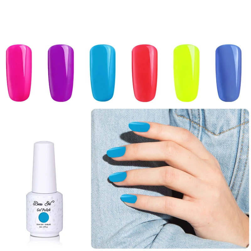 Красивый гель 8 мл флуоресцентный Цветной Гель лак для ногтей УФ светодиодный