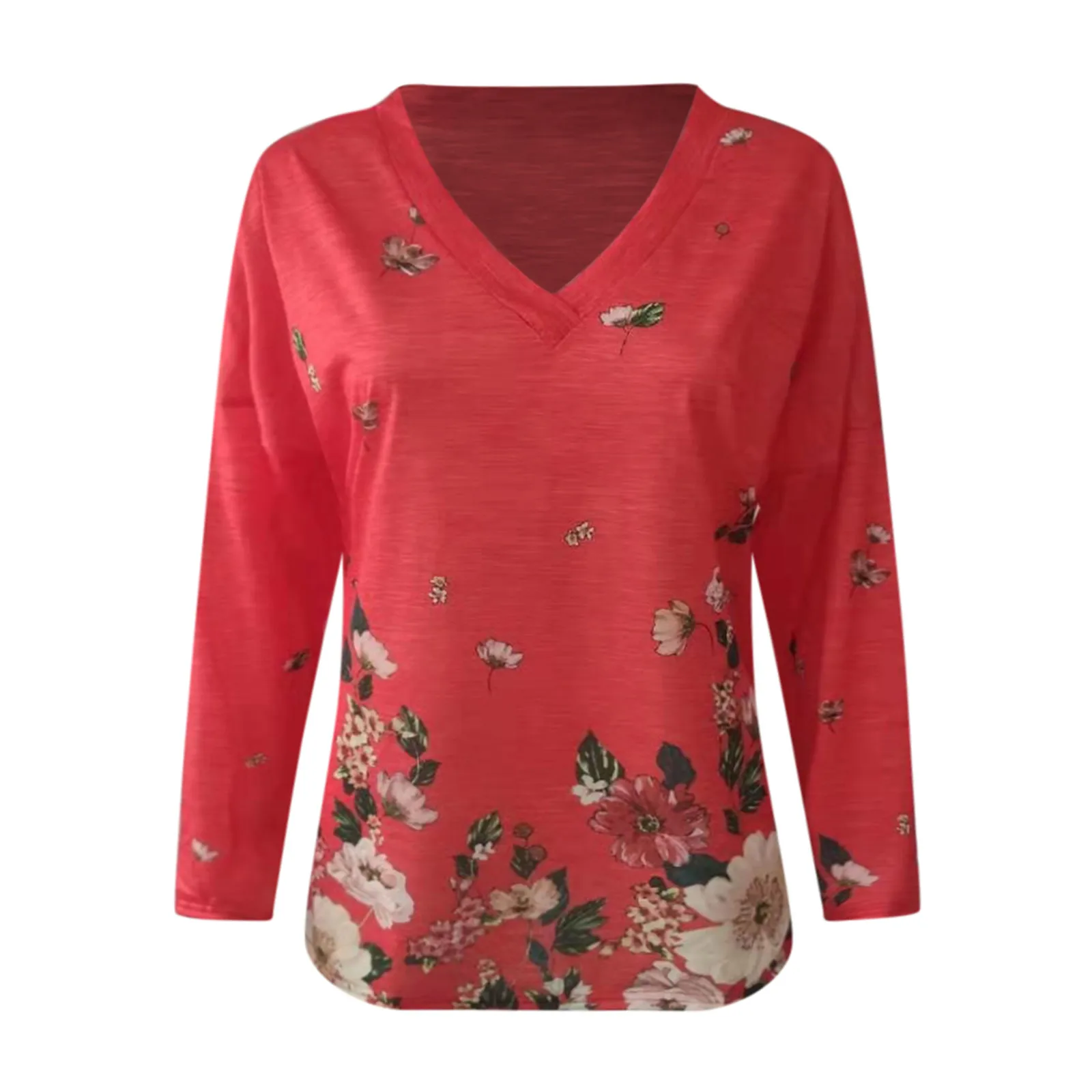 

Tops Women 2021 Harajuku T Shirt Long Sleeve T-shirts V- Neck Graphic T Shirts Tunics Printing Loose Fit Top Camisetas De Mujer
