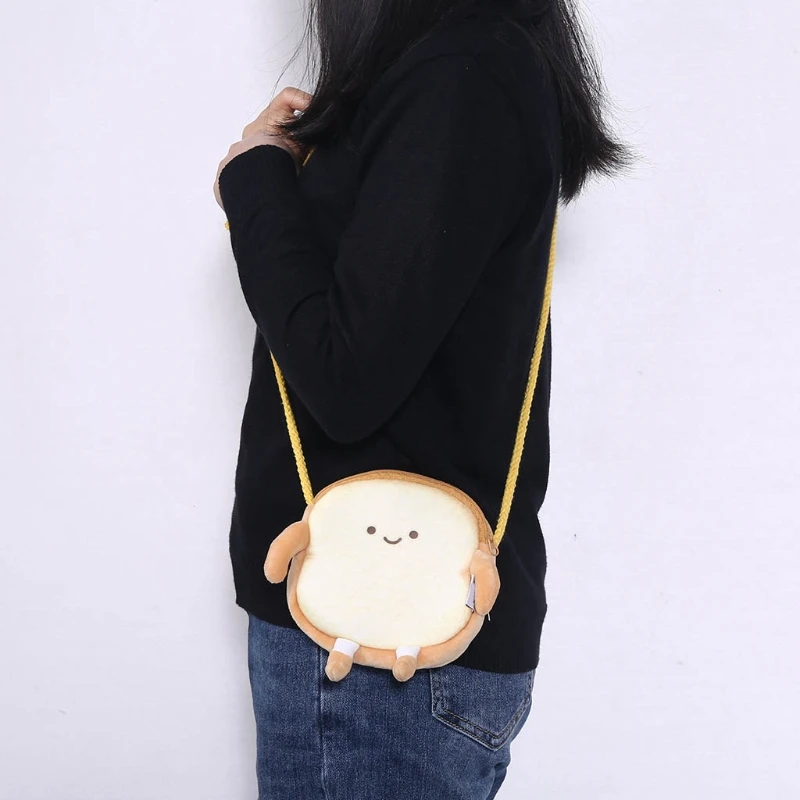

Милый плюшевый Кошелек для монет с хлебом, сумка для наушников и помады, сумка на плечо, игрушки, подарок на день рождения