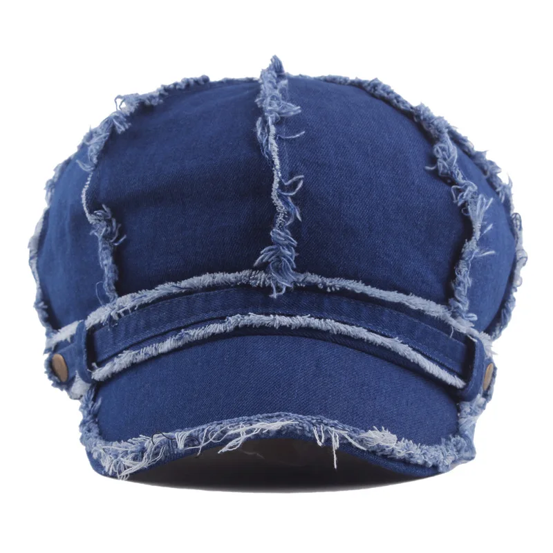 Женская Осенняя джинсовая шляпка однотонная восьмиугольная кепка газетчика