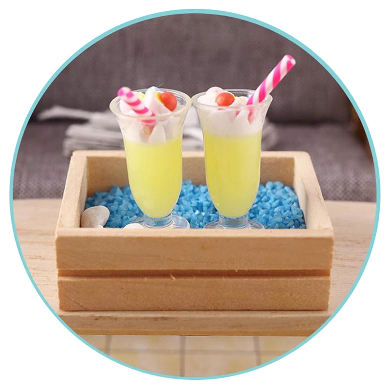 

1:12 Dollhouse Beautiful Miniature Food Mango Milkshake Cup Doll Kitchen Food Accessories