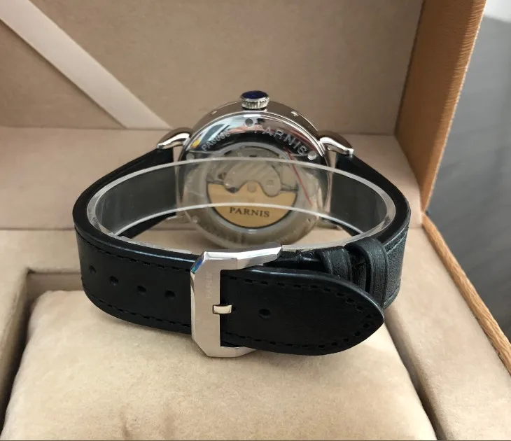 Новые мужские часы PARNIS 42 мм GMT с автоматическим самоходным механизмом