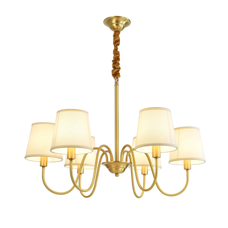 Современная Люстра для гостиной домашняя медная лампа под золото декоративная