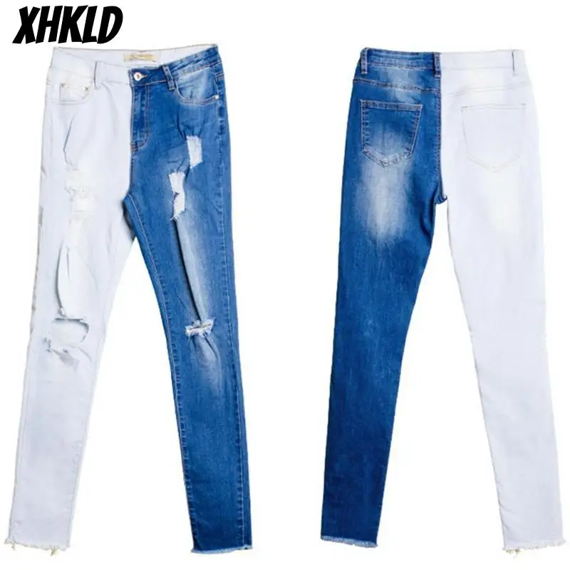 Модная уличная одежда 2018 новые ультраэластичные рваные джинсы с бахромой