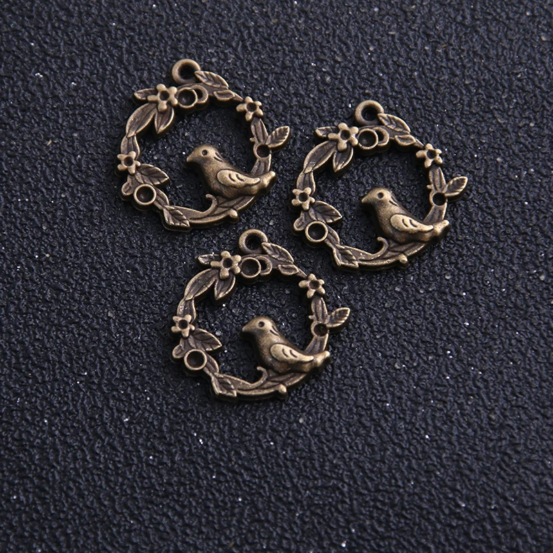 Подвески в виде птиц из античного бронзового металлического сплава 8 шт./лот 20*21