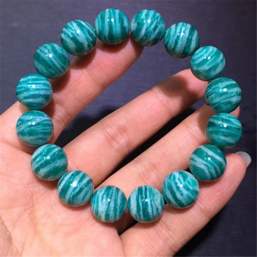 

Браслет из натурального зеленого амазонита диаметром 13 мм для женщин и мужчин, лечебный подарок, хрустальные бусины, камень Мозамбик, драго...