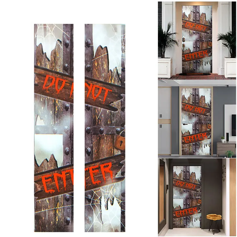 

New Halloween 3D Decorative Door Stickers Waterproof PVC Door Stickers Living Room Bedroom Bathroom Decor