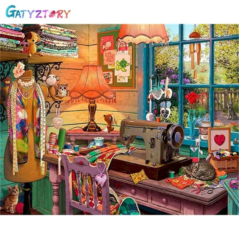 

Gatyztory Рисование по номерам, картина из магазина мультфильмов, рисование на картонных фургонах, акриловая краска для раскрашивания по номера...