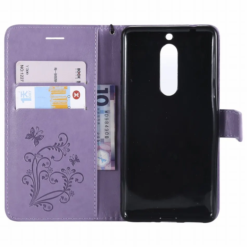 Capa Butterfly Frame For Nokia 3 5 2017 2 6 2018 2.1 3.1 5.1 6.1 Card Slot Book Case Leather Cover Flip Fundas DP06Z | Мобильные