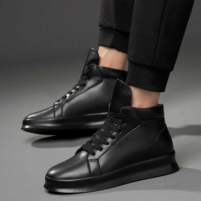 

Men Heighten shoes Leather Men's Non-slip Casual Middle-aged Wear-resistant Soft Bottom Business Shoes Man 37-44