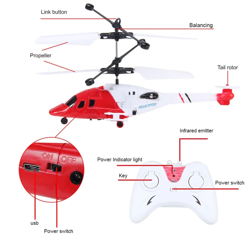 Children's Induction Aircraft Toy Helicopter Anti-collision Remote Control Gesture Mini Electric Fly Toys for Kids | Игрушки и хобби
