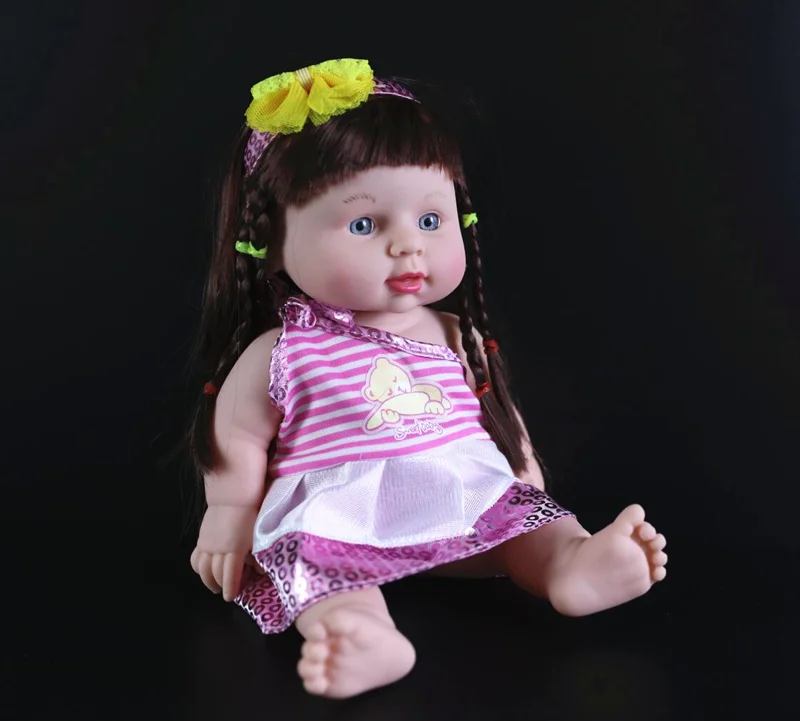 

New Very cute 30cm Blue eyes bowknot headband skirt girl doll Reborn Baby Dolls newborn doll model Figures girl gift