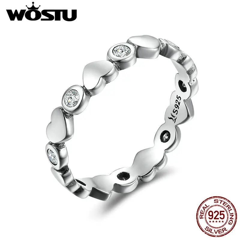 WOSTU, новинка, 925 пробы, серебро, My Heart Is Bright Stackable, кольца для женщин, мода S925, свадебные украшения, подарок, CQR164
