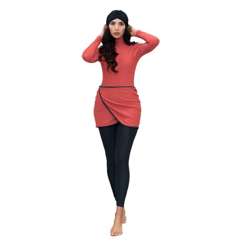 

Muslim Swimwear Women Modest Patchwork Hijab Long Sleeves Sport Swimsuit 3pcs Islamic Wear Bathing Suit 4XL