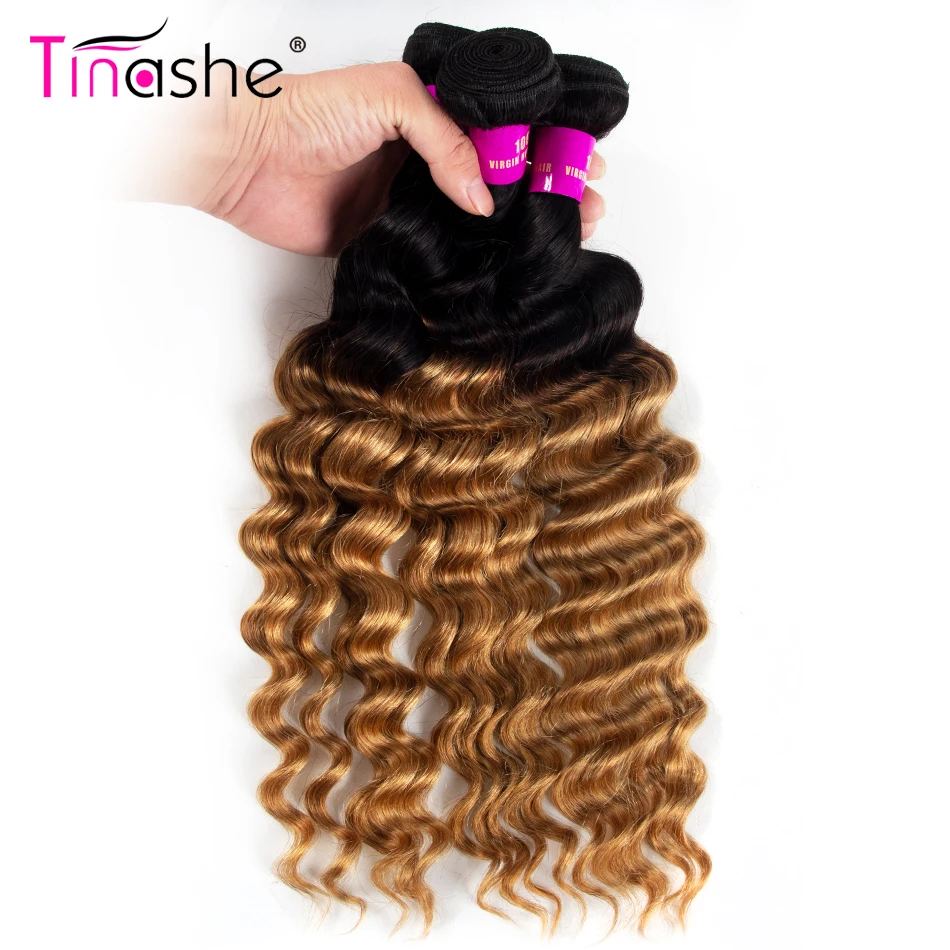 Волосы Tinashe свободные глубокие волнистые пучки 1B 27 медовые светлые Омбре Реми