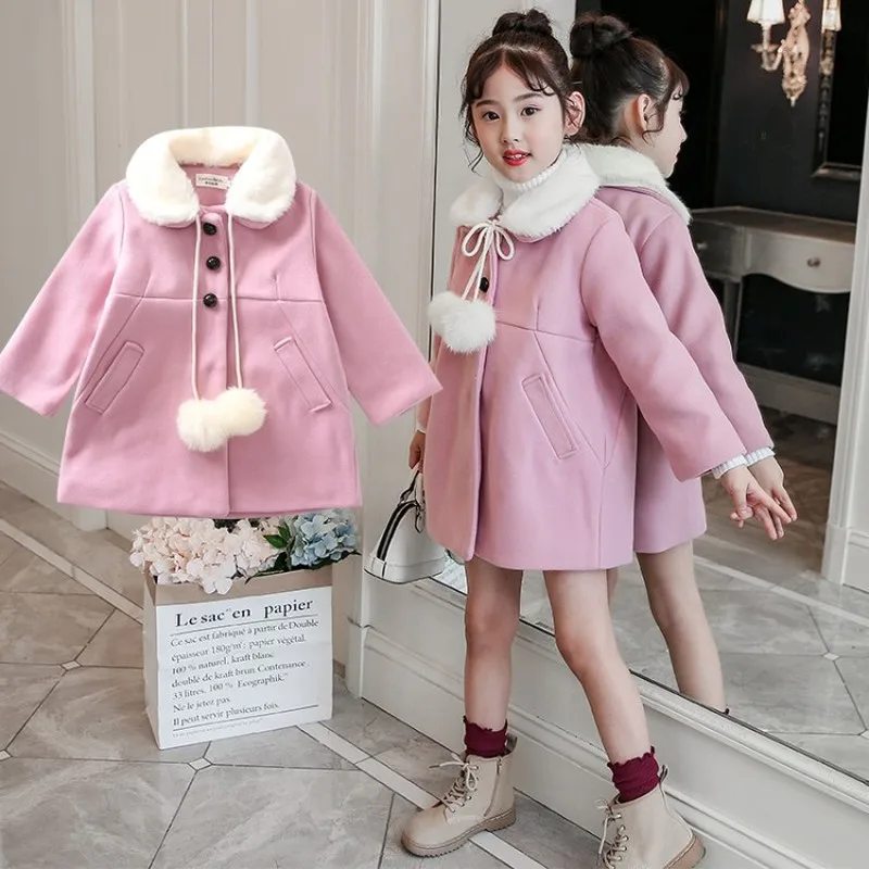 Детское шерстяное пальто зимняя плотная куртка для девочек верхняя одежда