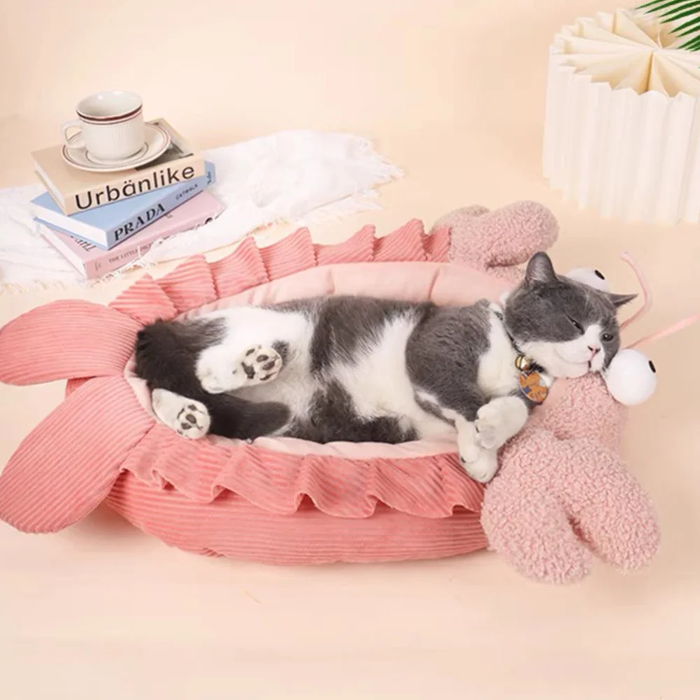 

Detachable Cat Nest Adorable Cartoon Kitten Warm Nest Pet Sleeping Bed