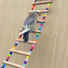 Птицы домашние животные лестницы для попугаев восхождение игрушка подвесная с разноцветными помпонами, с ручкой из натурального дерева