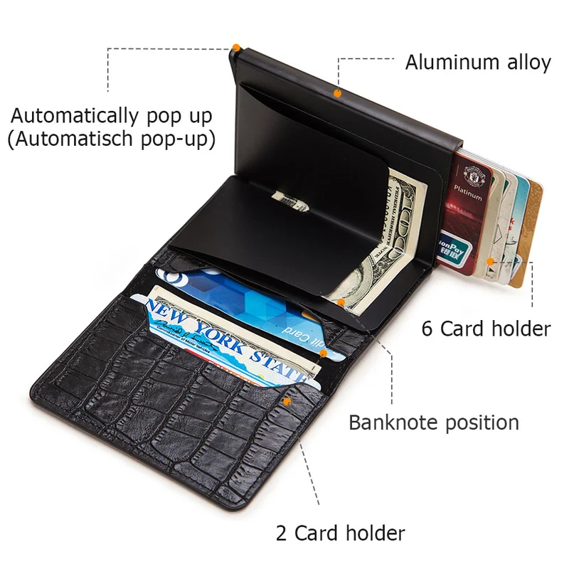 Кошелек мужской металлический с Rfid-блокировкой для ID кредитных карт держатель