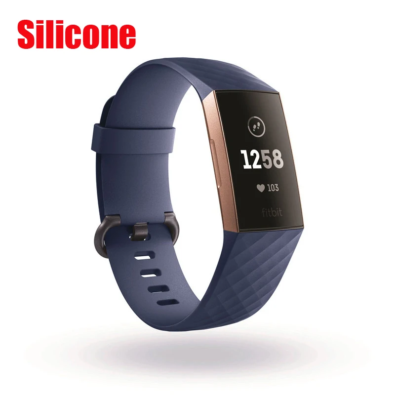Миланский магнитный ремешок для Fitbit Charge 3 для Charge 2 фитнес-браслет из нержавеющей стали спортивные часы сменный металлический браслет - Цвет: Navy blue-Silicone