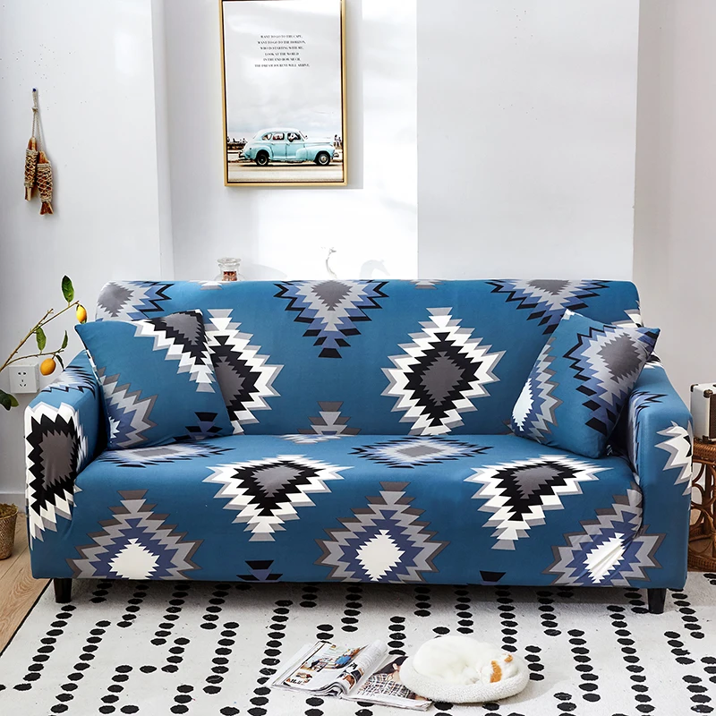 

stretch blue geometric sofa covers spandex for living room couch cover corner sofa cover case for sofa chair cover