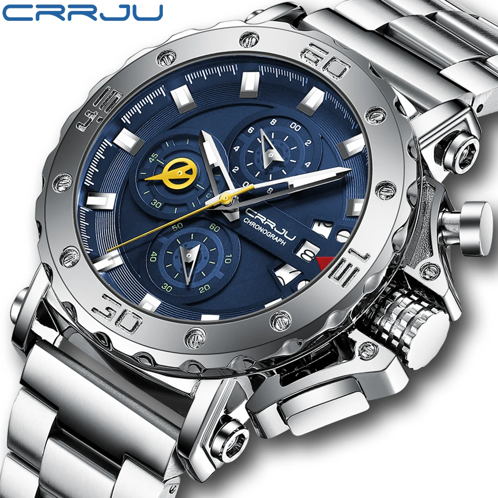 Relogio Masculino CRRJU спортивные мужские часы с хронографом Лидирующий бренд Роскошные