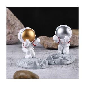pilot creative ipad mobile phone holder desktop resin decoration astronaut ornaments gold silver astronauts home decor free global shipping